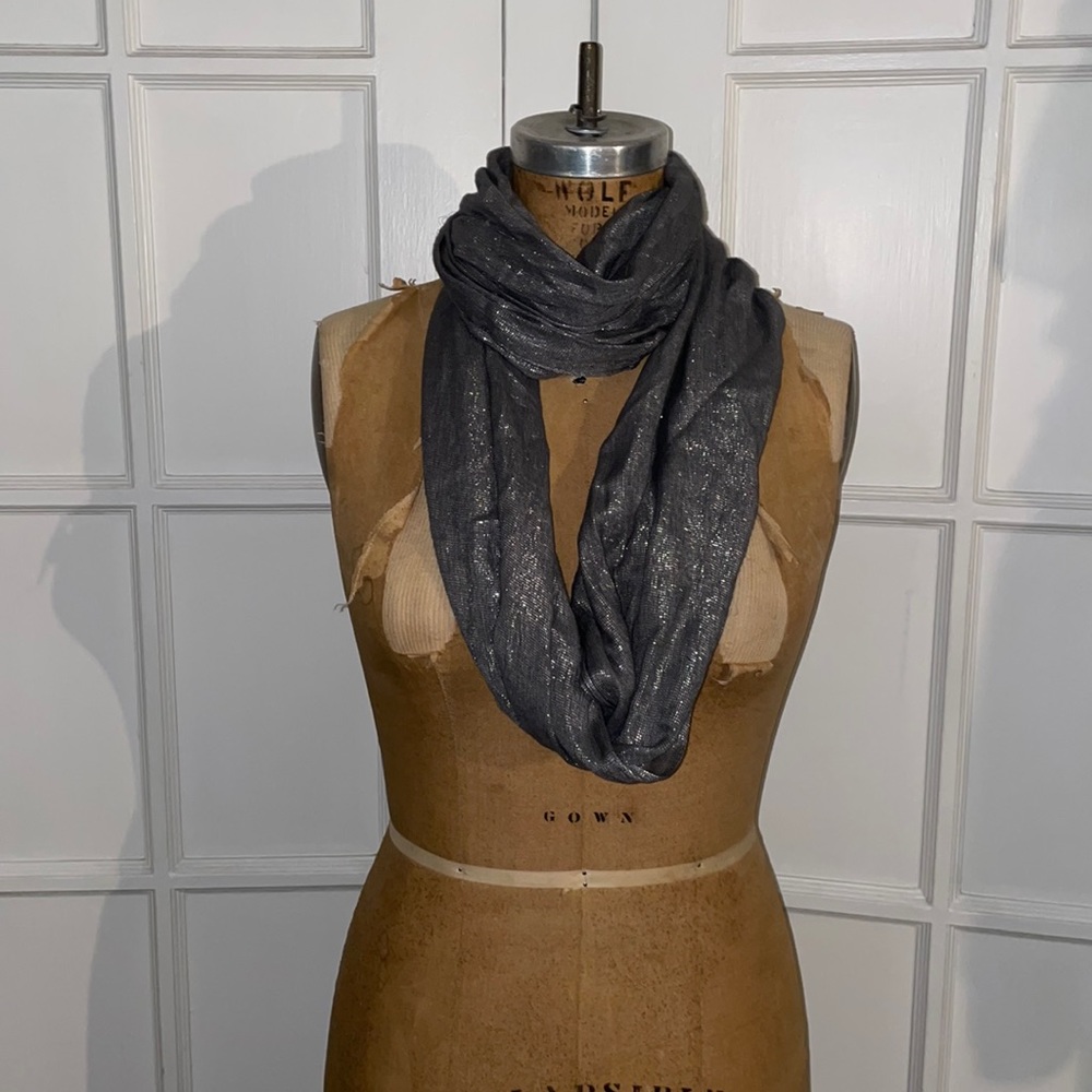 Ann Taylor Loft Metallic Silver Infinity Scarf